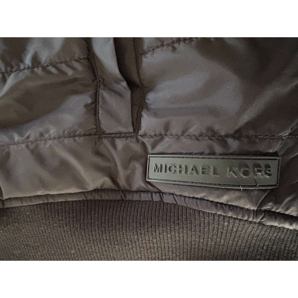 Michael Kors Mens Quilted Puffer Jacket Bomber Style Black Full Zip Size M - Picture 7 of 11